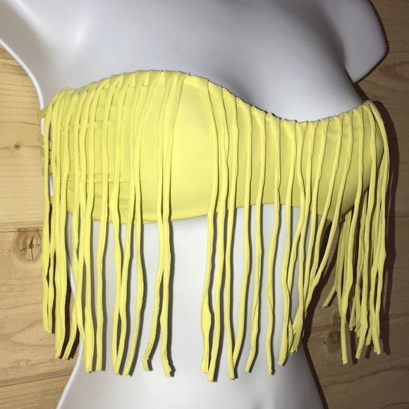 Acacia Fringe Bandeau Bikini Top‎ in Lemonade - Picture 4 of 9